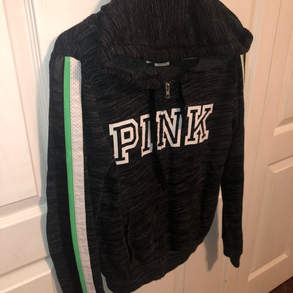 VICTORIA SECRET - PINK Sleeve Stripe Zip Up Hoodie - Picture 2 of 2